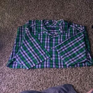 George Green and Blue Casual Button Down Shirt